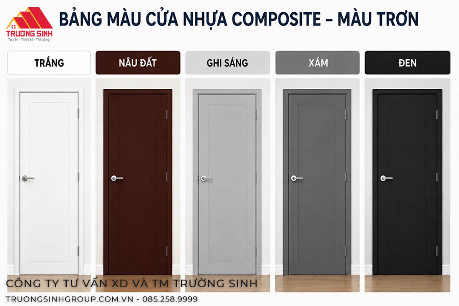 Bảng màu cửa nhựa Composite màu đơn sắc